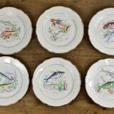 Set of 6 plates sea pattern Digoin Sarreguemines.
