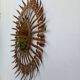 Vintage sun mirror in patinated gold metal – Spain 1950s / 60s