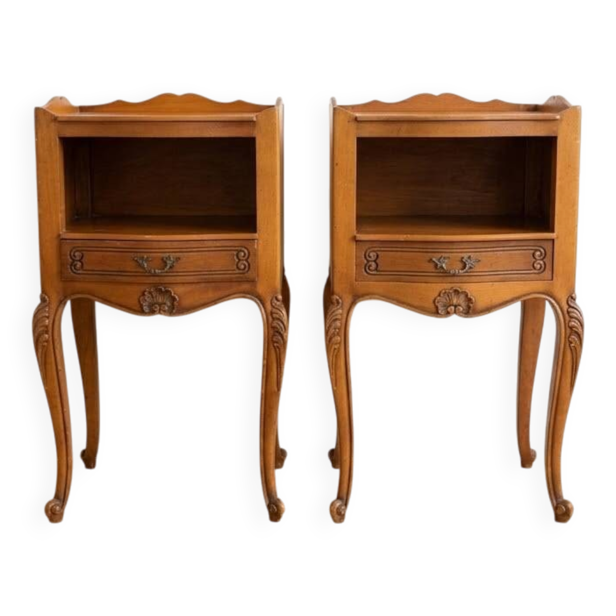 Pair of Louis XV bedside tables in solid wood.