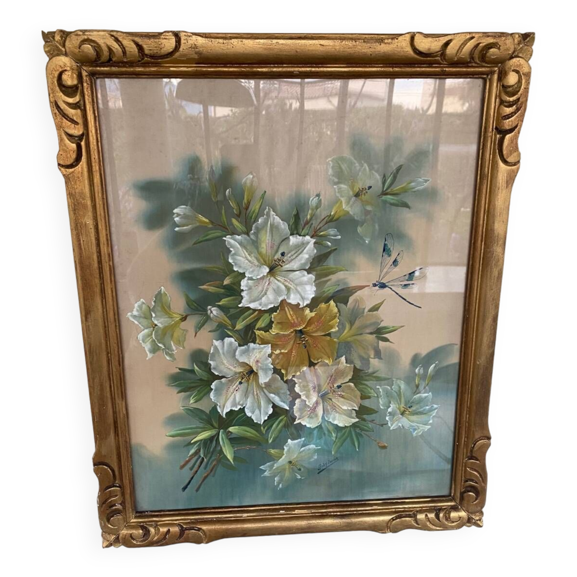 Framed silk painting