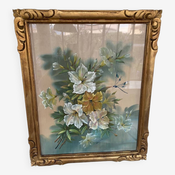 Framed silk painting