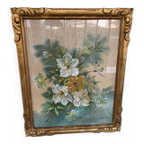 Peinture sur soie encadré