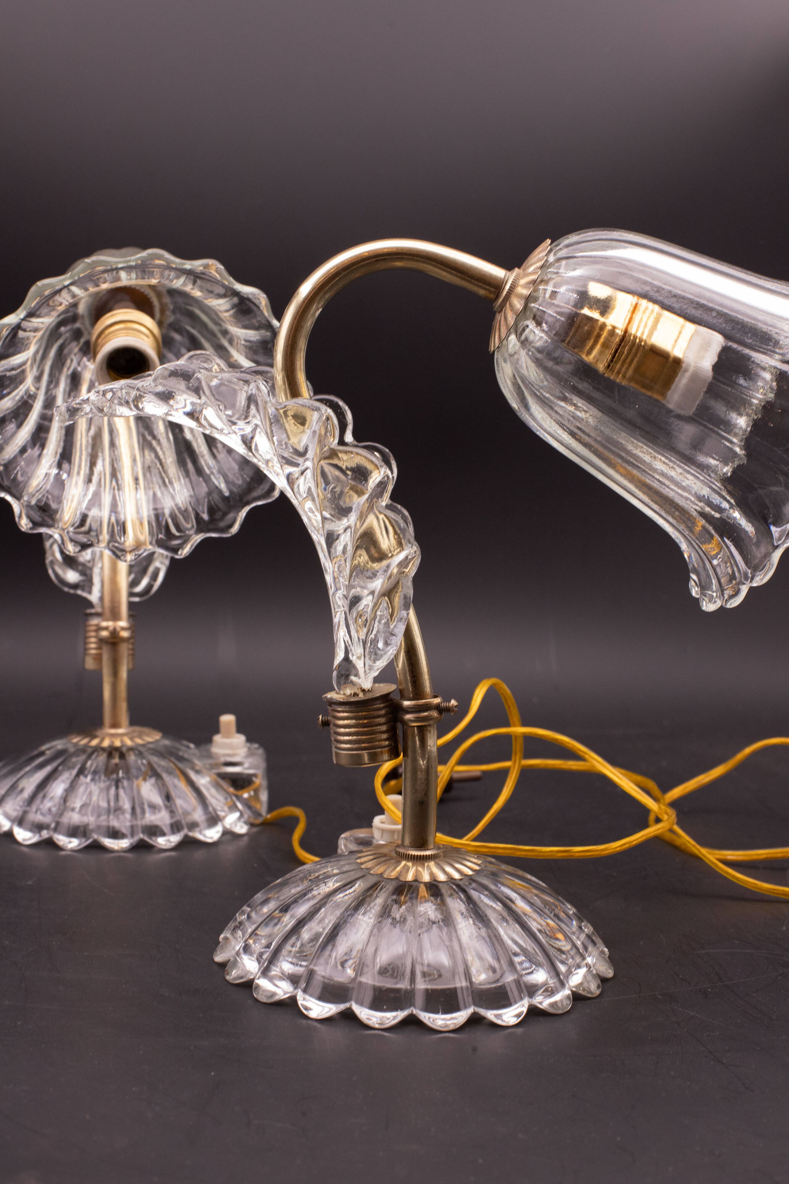 Set of 2 Art Decò Murano Glass Barovier e Toso style Table Lamp, 1940