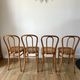 Set of 4 cane chairs in bentwood and honey-coloured cane thonet early 20th century
