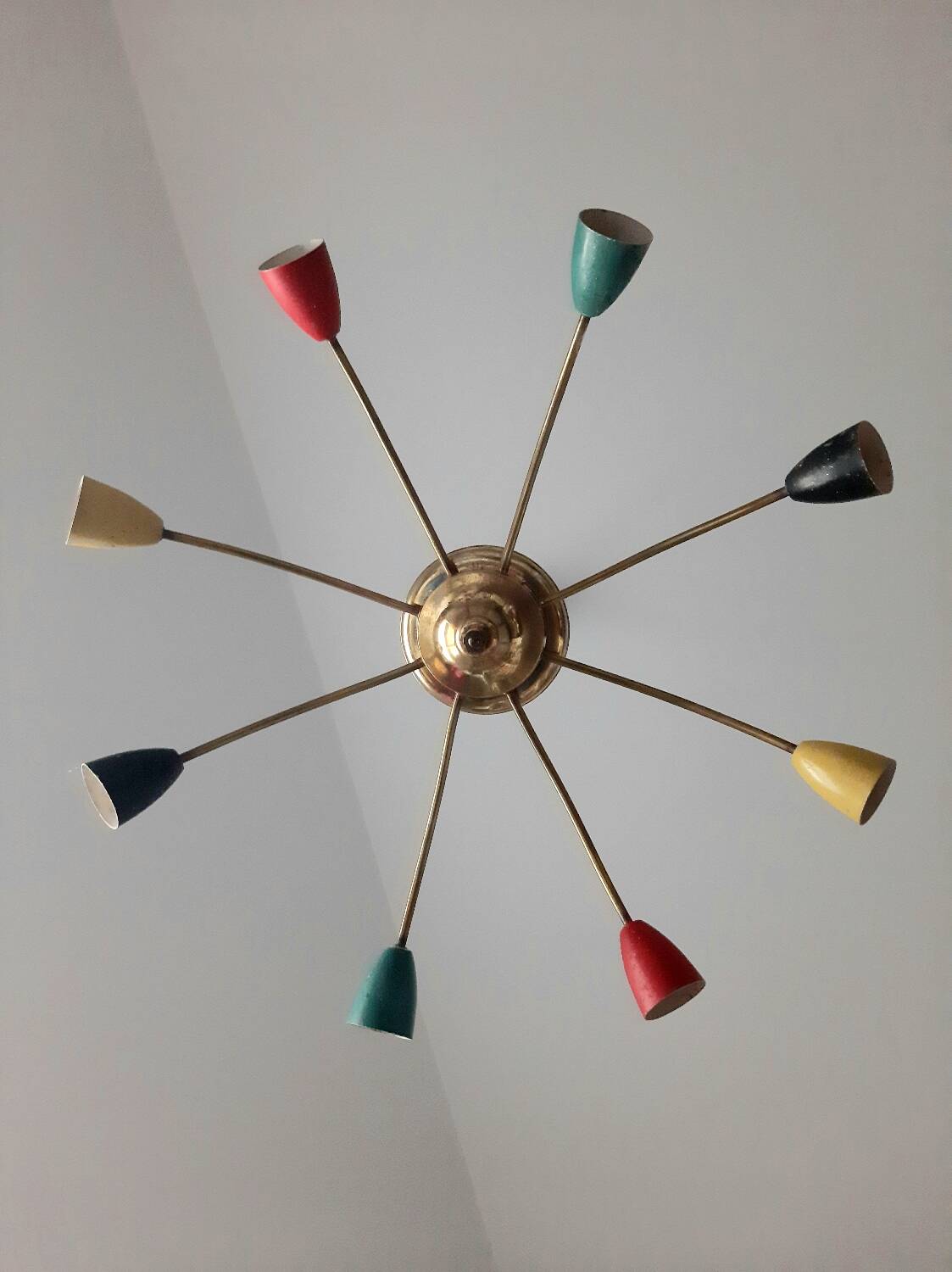 Vintage spider chandelier, old Sputnik light fixture