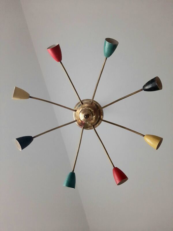 Lustre araignée vintage,luminaire spoutnik ancien