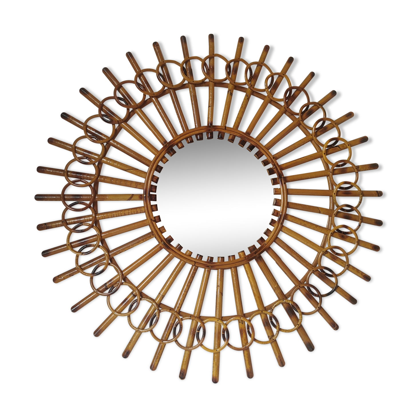 Vintage bamboo mirror 64cm