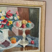 Original Swedish Oil on Canvas – "Flowers and Fruit by Ellis Wallin"