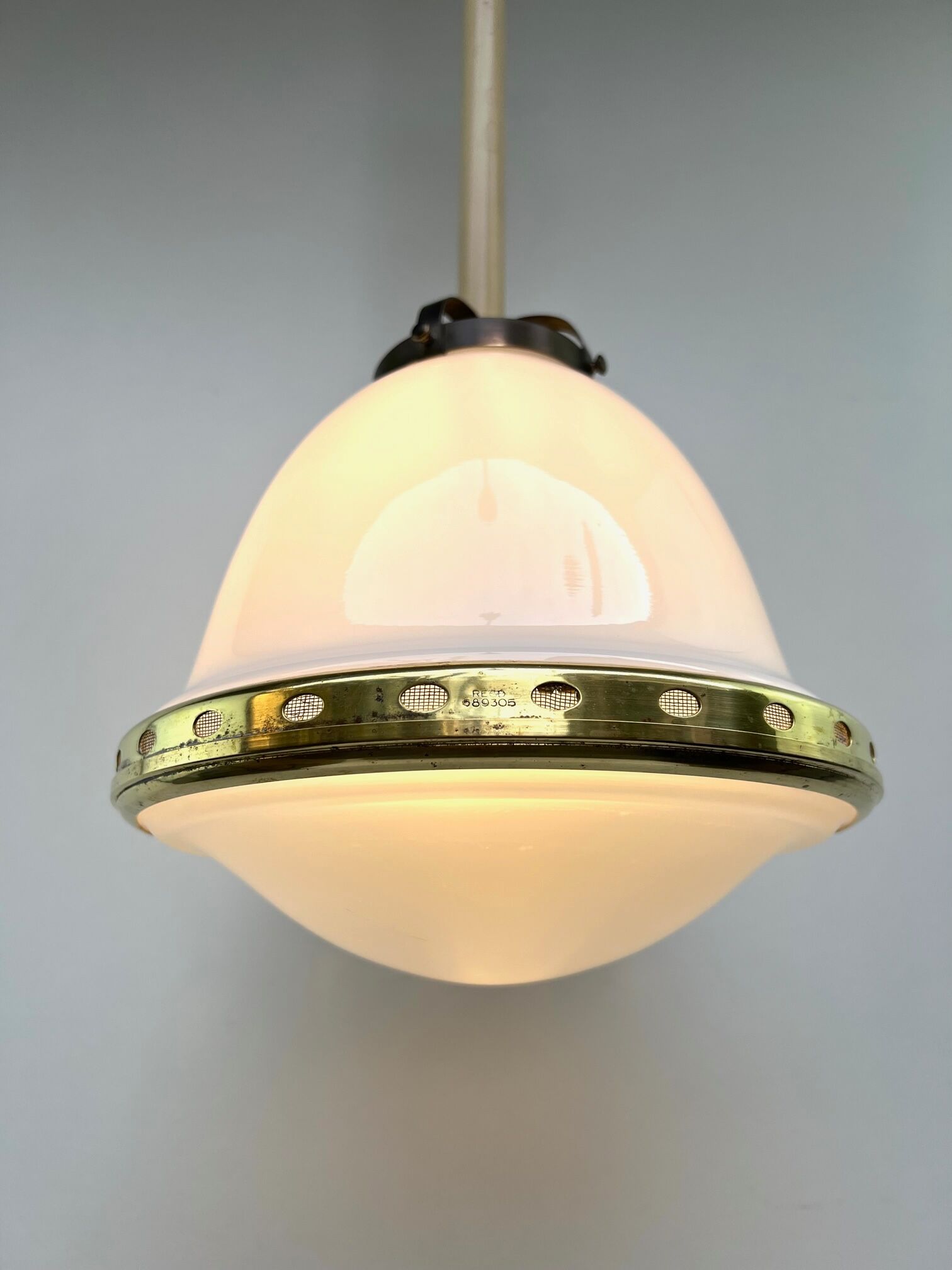 Chandelier 1920 opaline and frosted glass brand bag paris
