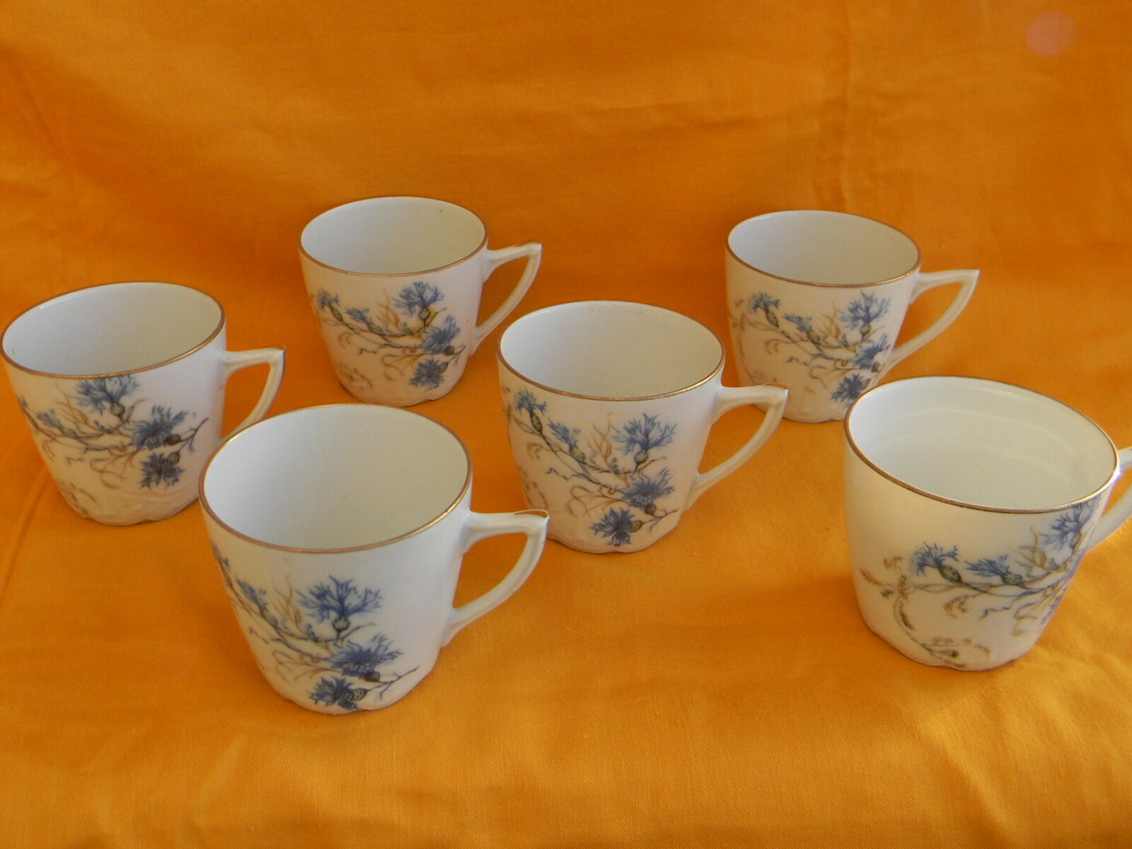 Set of 6 porcelain cups. Blueberry décor
