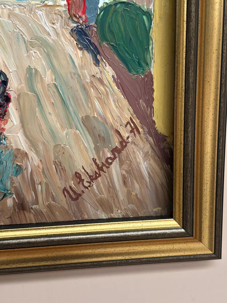 Original Swedish Oil on Panel – “Street Scene” by U. Ekshard – Signed – Dated 1971 – Vintage & Framed