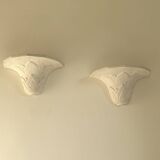 Pair of plaster wall sconces, palmette decoration, 20th century