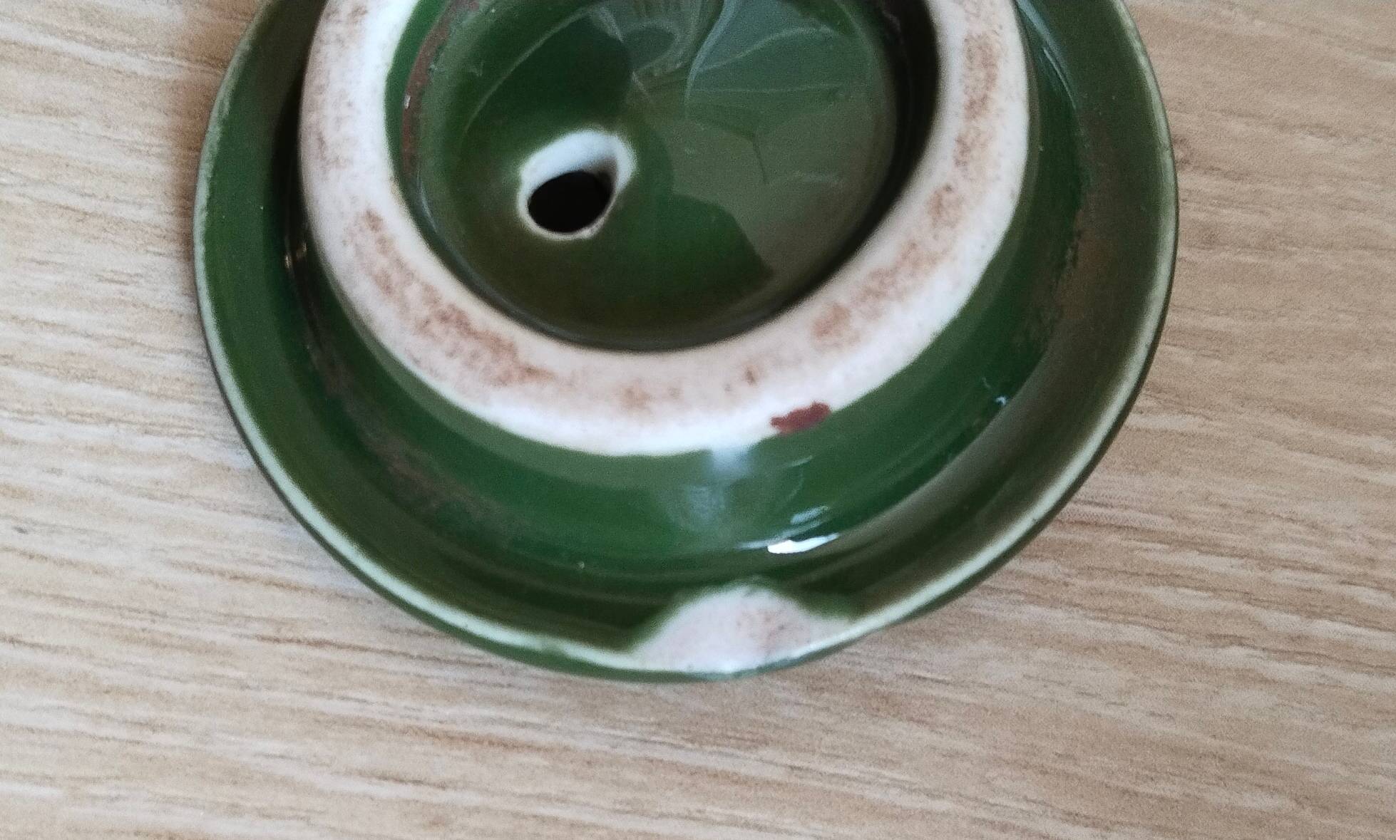 Bistro service, mugs, milk jug, green porcelain bistro coffee maker