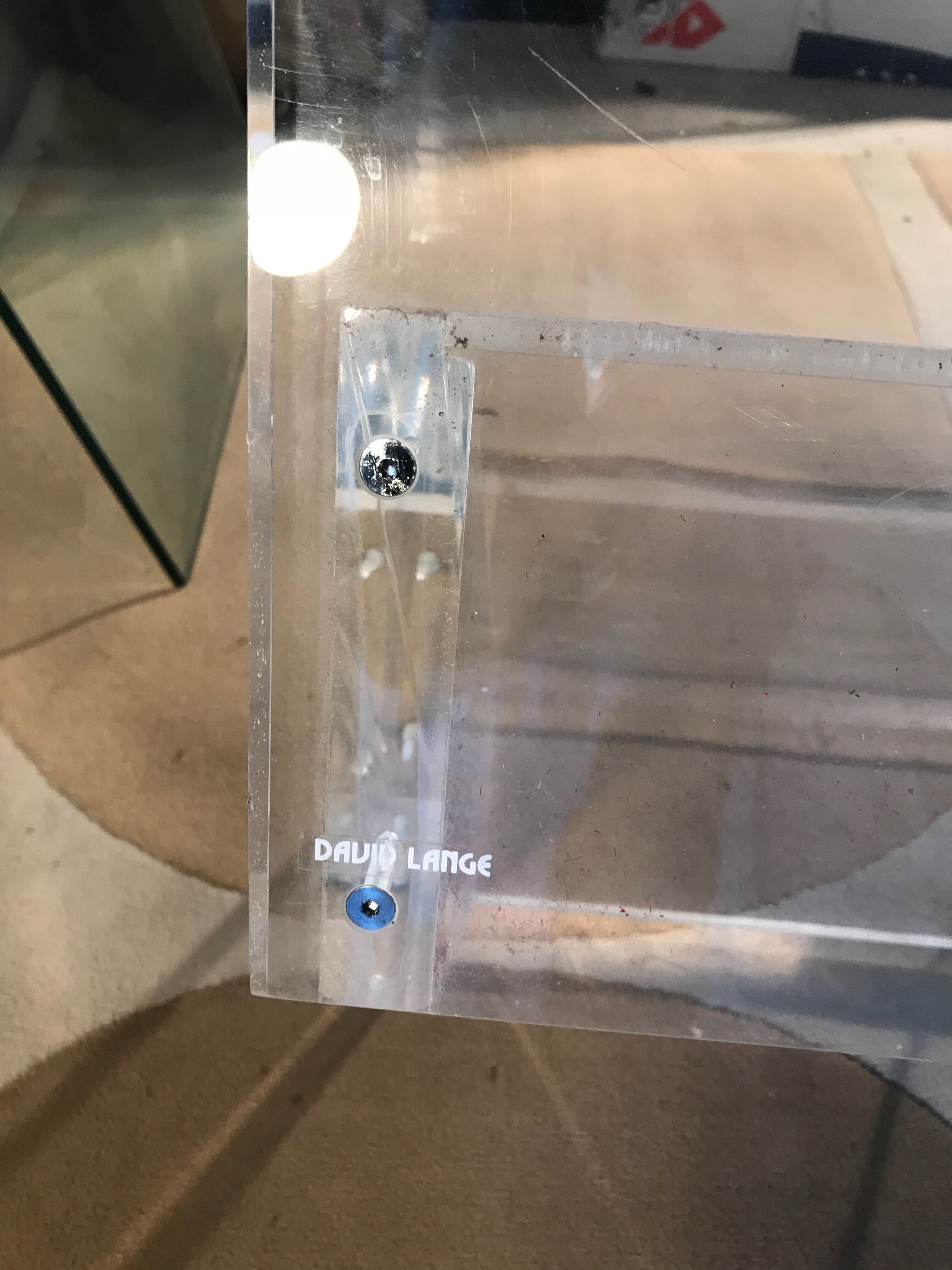 David Lange plexiglass coffee table