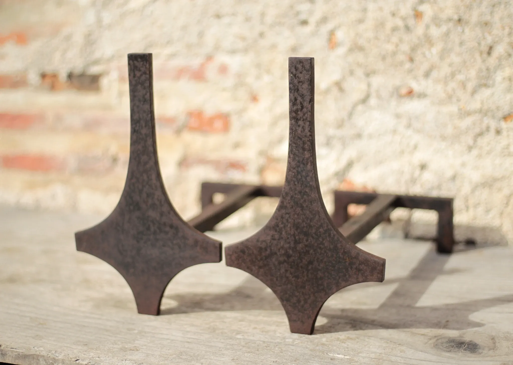 Vintage fireplace grates, wrought iron grates, modernist, brutalist