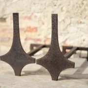 Vintage fireplace grates, wrought iron grates, modernist, brutalist