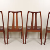 Table of dining room chairs in teak and retro vintage 1970s Nathan