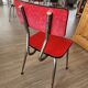 Vintage Lafague red formica set, 1 table, 6 chairs and 1 stool