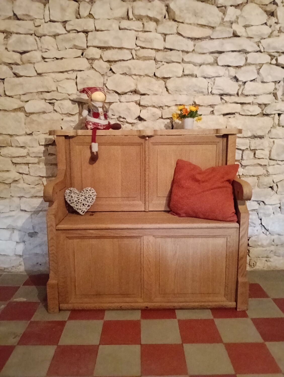 Solid oak bench