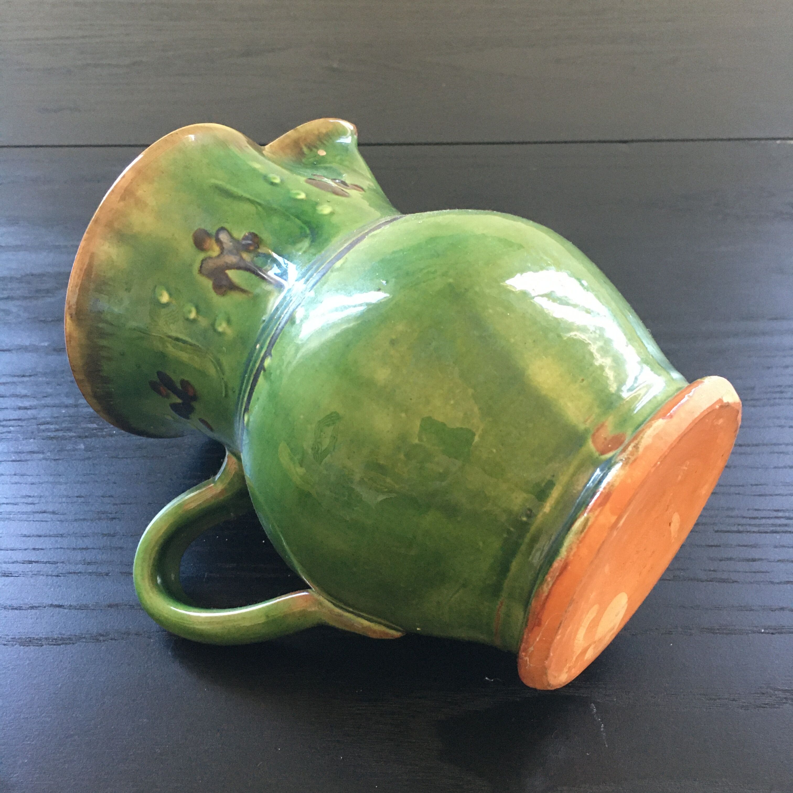 Olive green Provençal pitcher