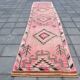 Tapis Couloir Rose à Médaillons, Tapis Turc Vintage, 86x364 Cm