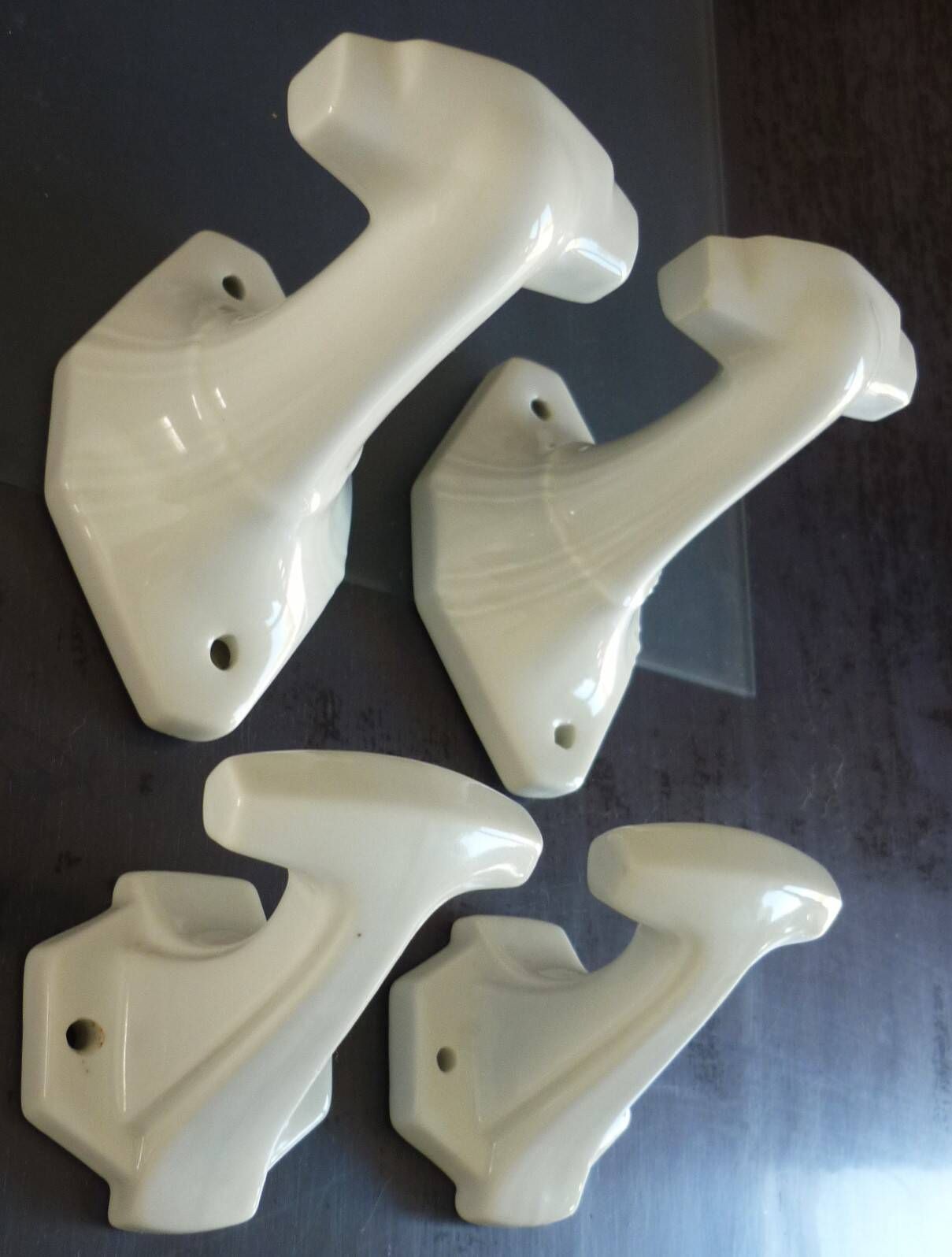 Set of 4 coat hooks, antique porcelain coat rack, art deco circa 1920