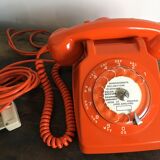 Orange vintage dial phone