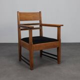 Refined pair of Art Deco armchairs in oak and Coromandel, attributed to L.O.V. Oosterbeek, 1930s