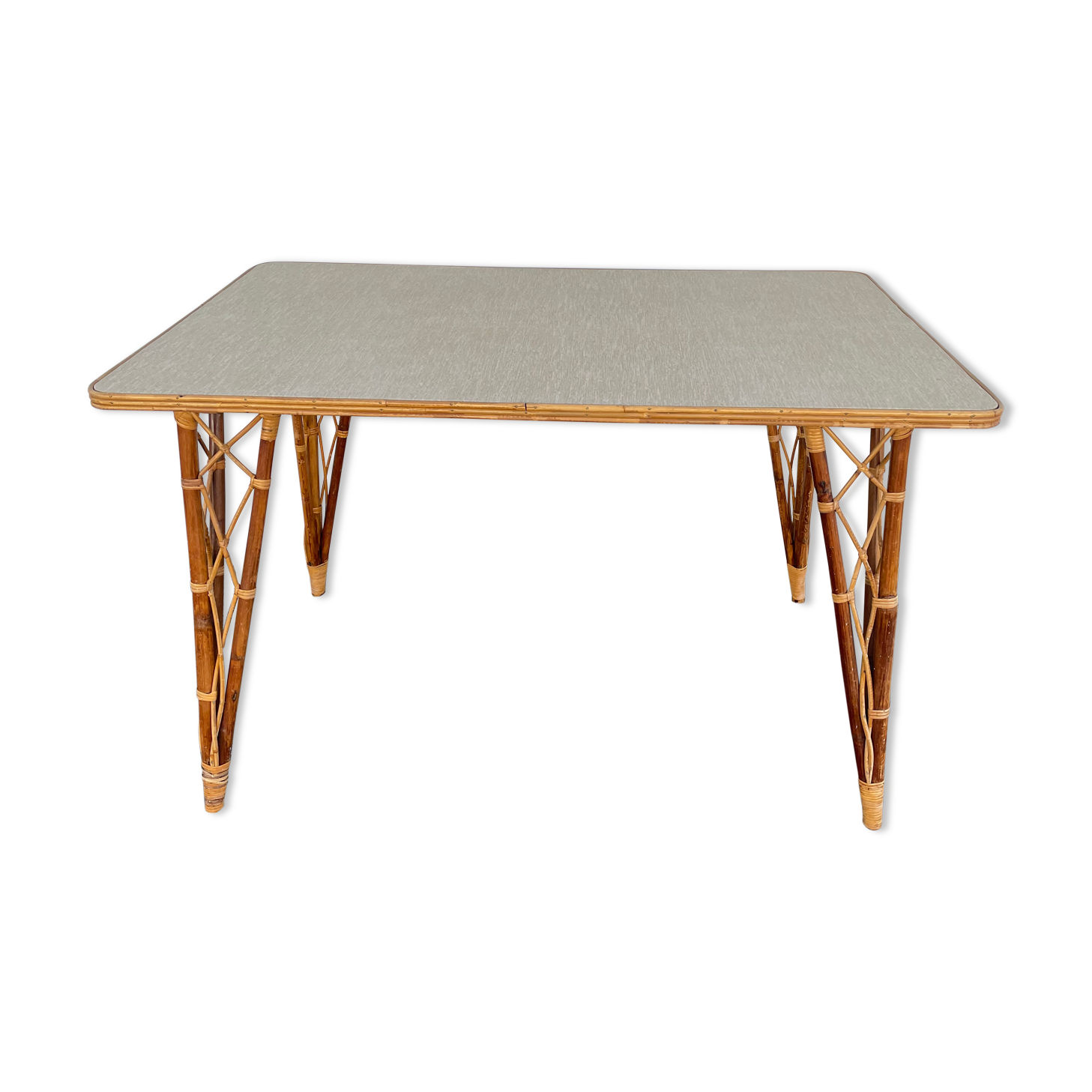 Rattan table vintage compass feet