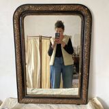 Antique Louis Philippe mirror in black and gold, 93X68cm