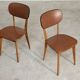 Pair of vintage French chairs in light brown skai