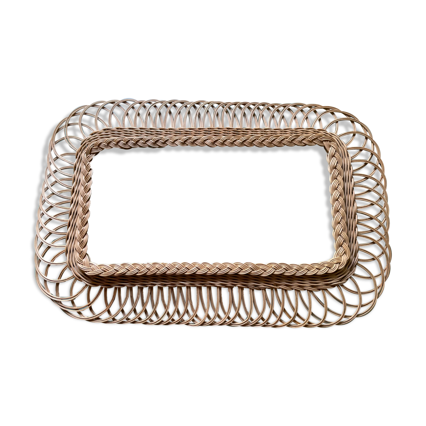 Miroir rotin vintage H72 X L48