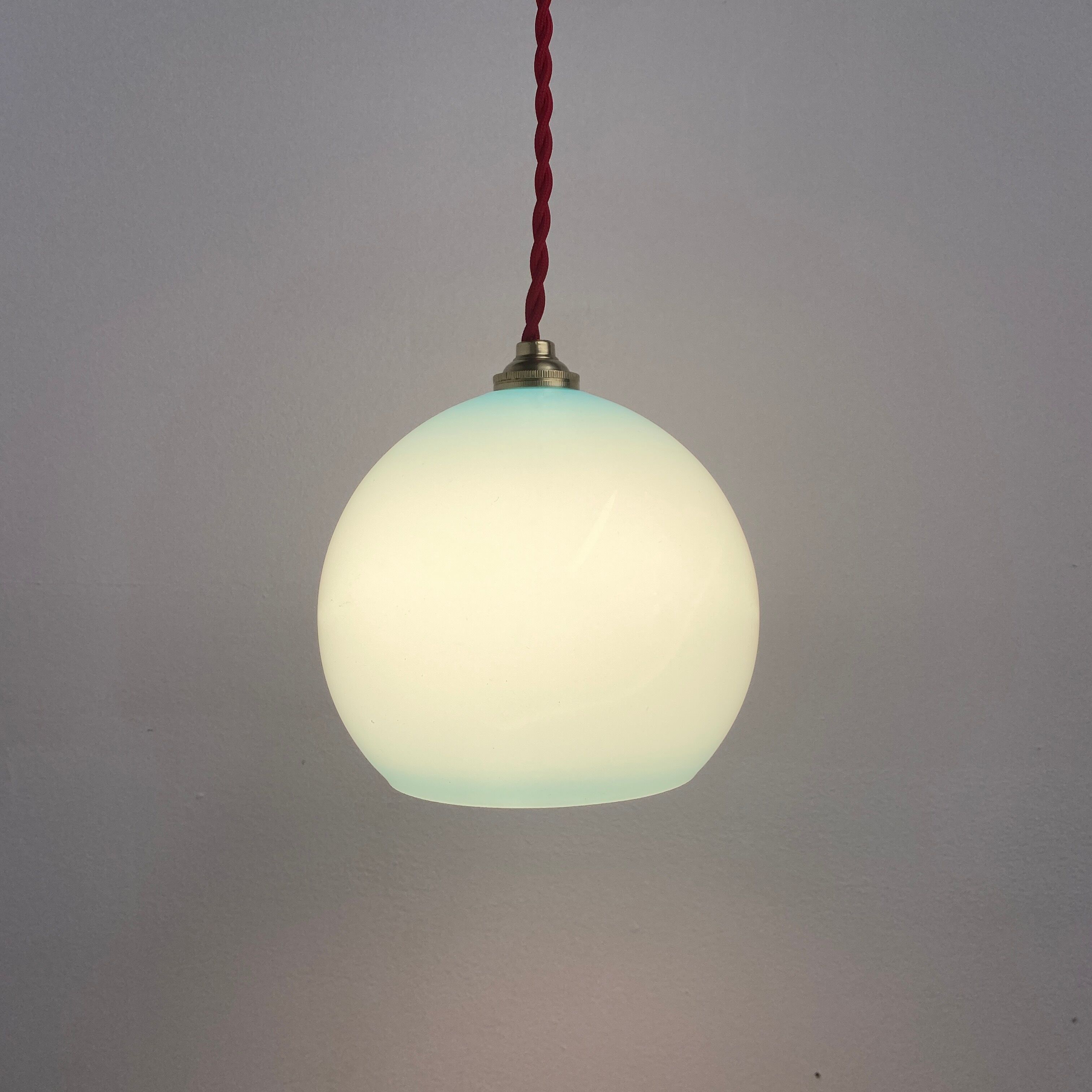 Lot 3 vintage blue opaline hanging lamps