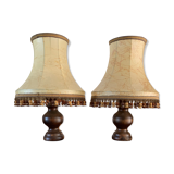 2 superb vintage bedside lamps, pork bladder leather blinds excellent condition