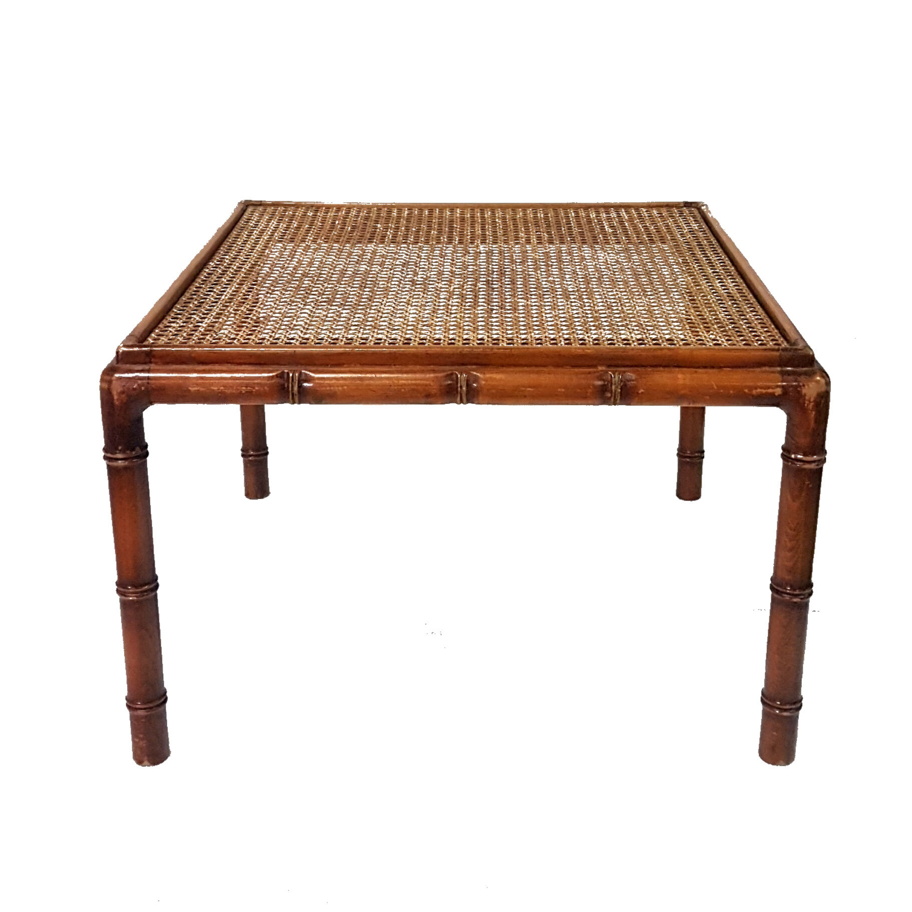 Mid century faux bamboo and rattan side table, 1960s