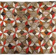 Handmade antique American Hooked geometric rug 4.8' x 7.7' (146cm x 234cm) 1900s - 1B654
