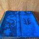 Vessel Motif Rug Cushion, Cobalt Navy Wool, Tribal Kilim Decor 20x20