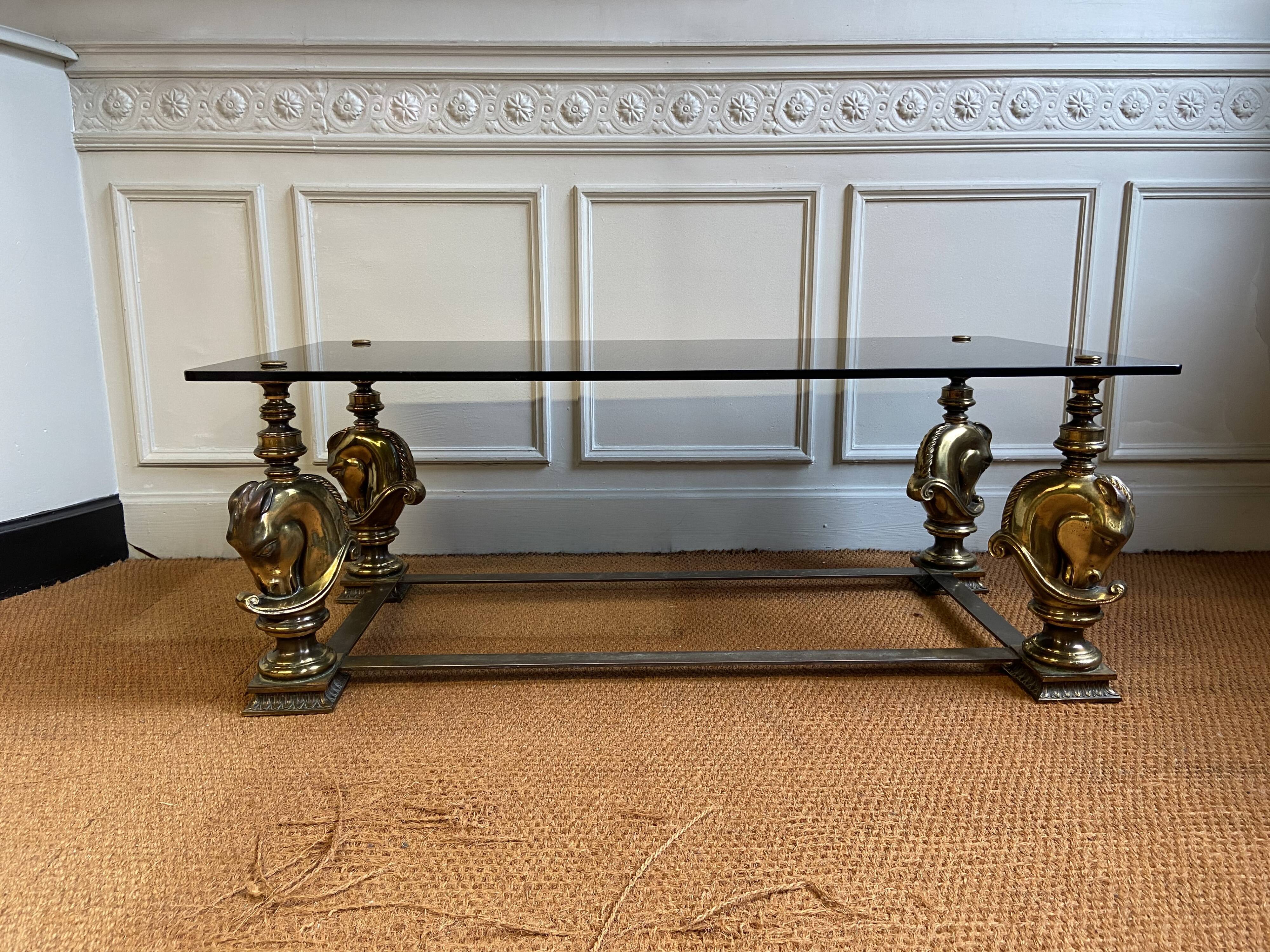 Bronze bass table with horse head