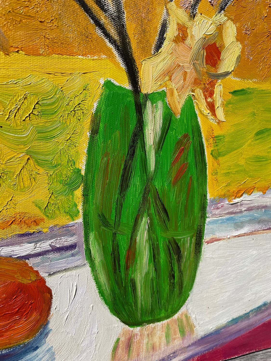 Still life painting with bouquet oil on canvas