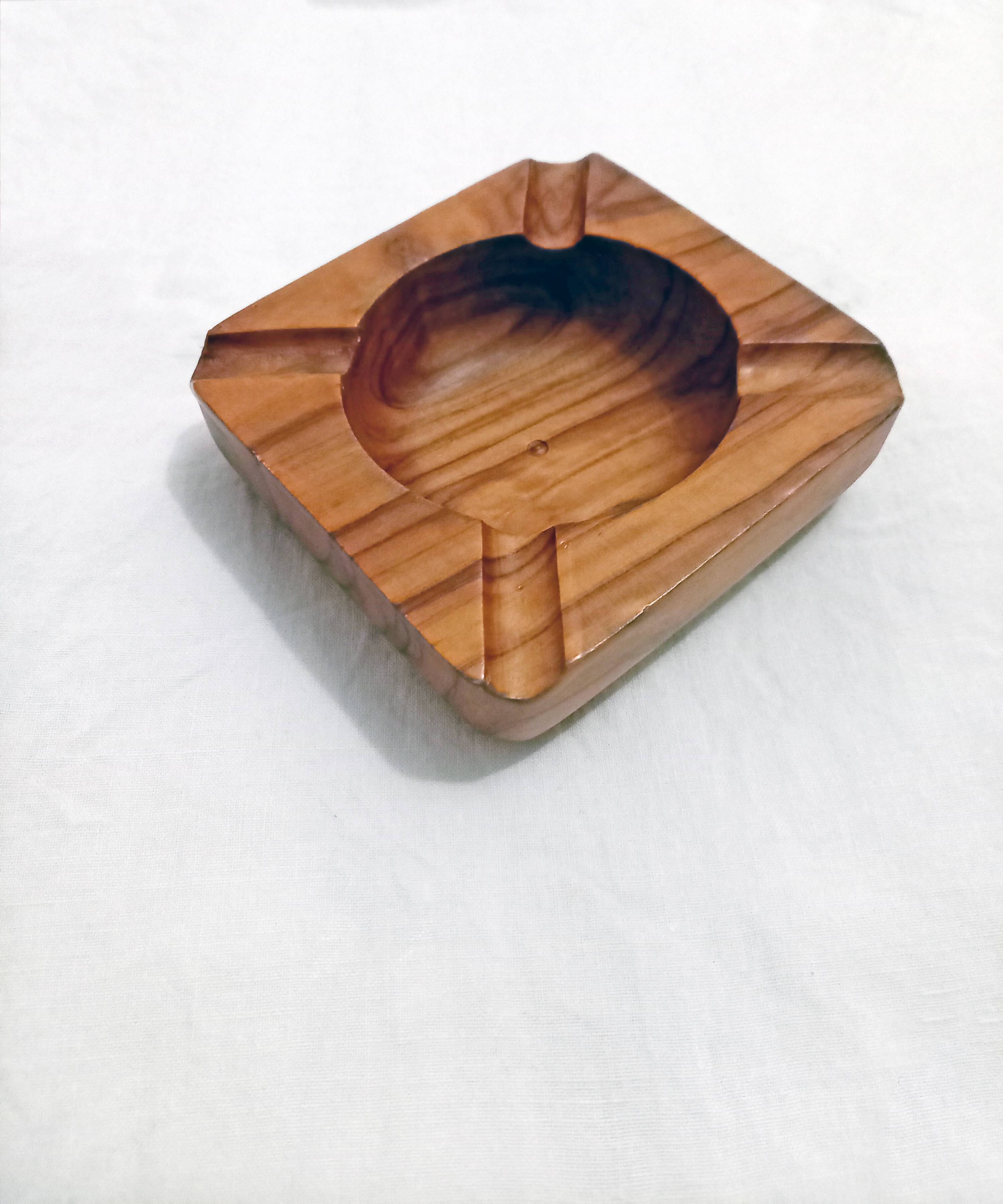 Old olive wood ashtray