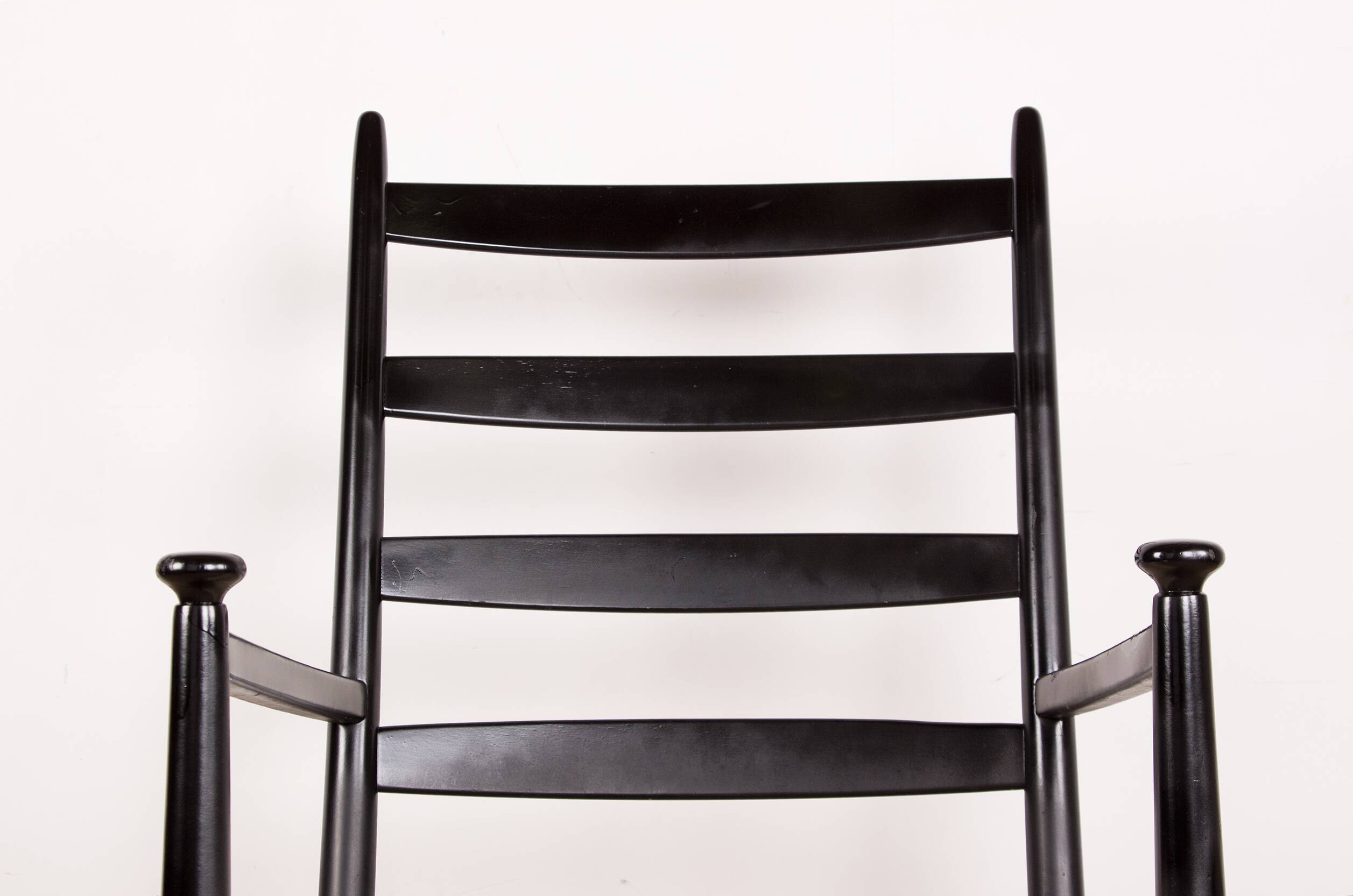 Danish Rocking Chair in lacquered wood and fabric model 218, Thomas Harlev 1960.