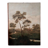 Large oil painting on canvas 2 m x 1.50 m - animated landscape - Charles Louis Verboeckhoven