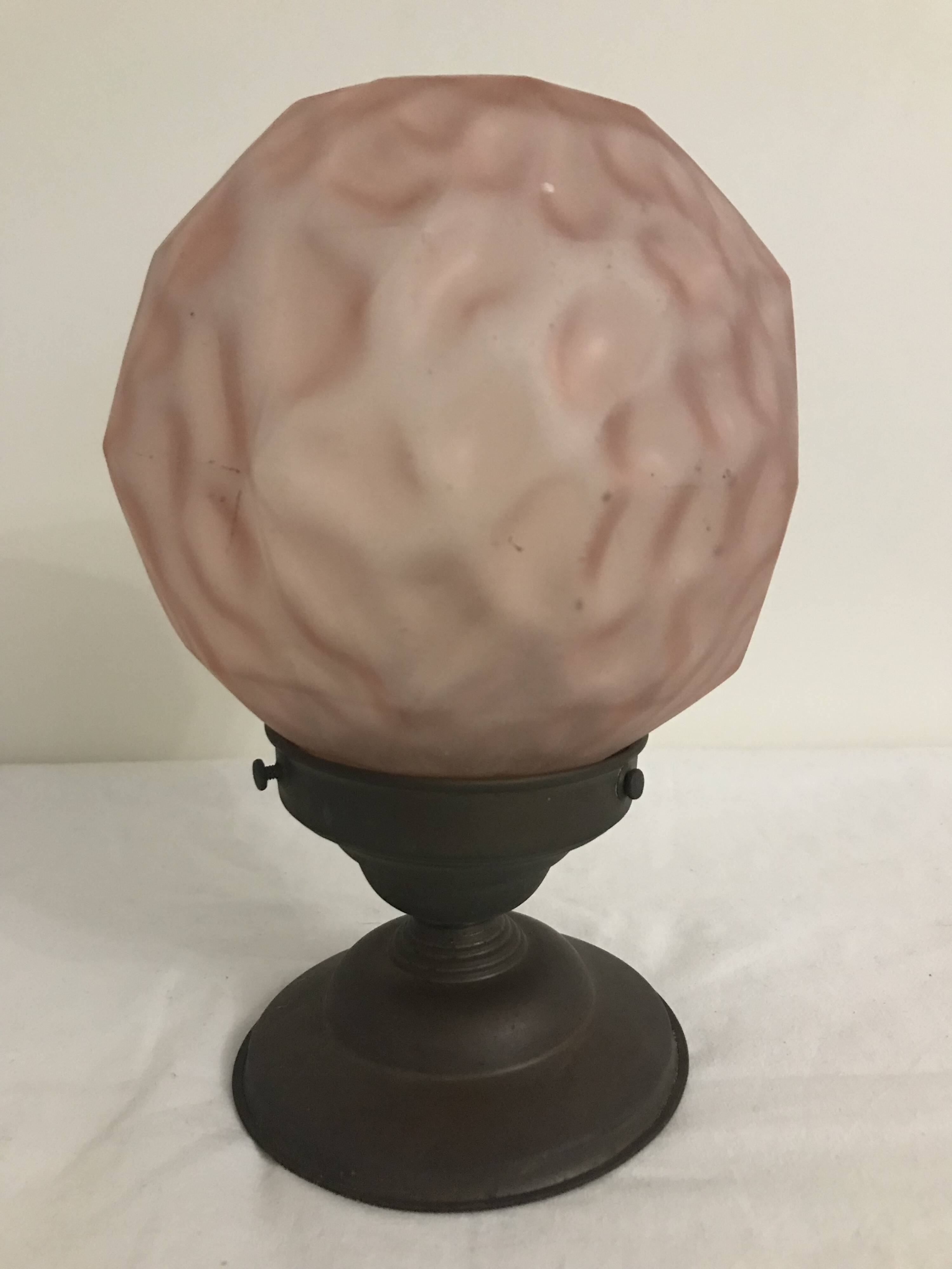 Art Deco Pink Glass Globe Wall Ceiling Light