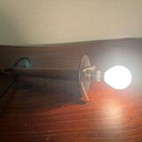 70s metal globe pendant light with Rispal teak support