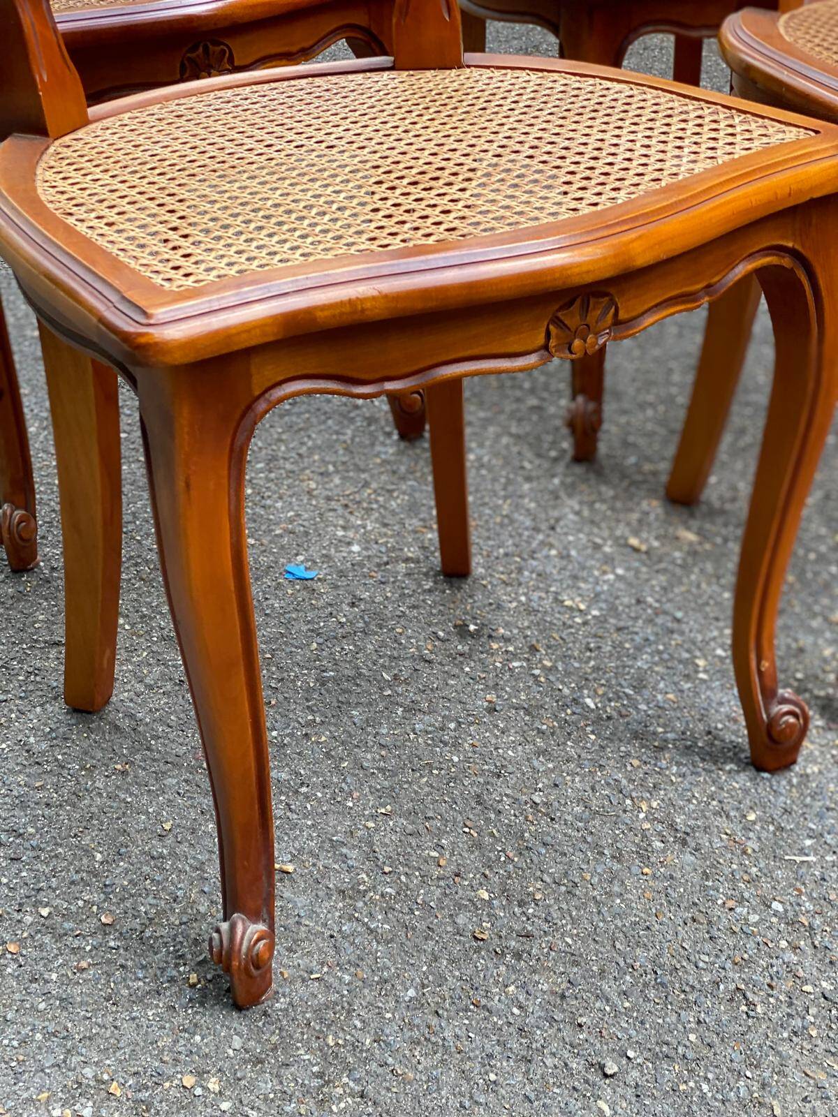 4 Louis XV chairs in solid wood and cane