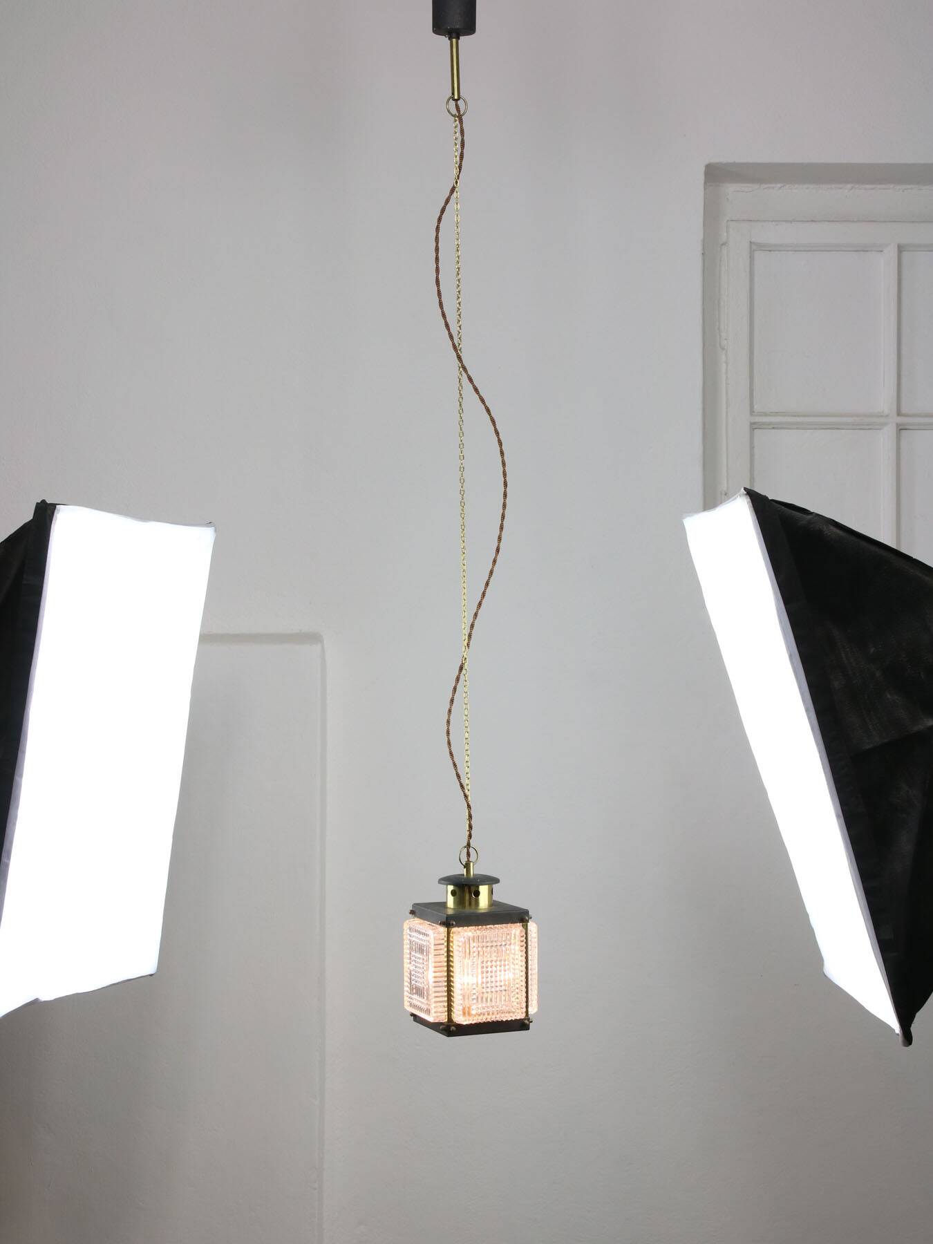 Vintage Italian Brass and Glass Lantern