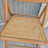 Set of 4 vintage Italian folding chairs in cane 1970s