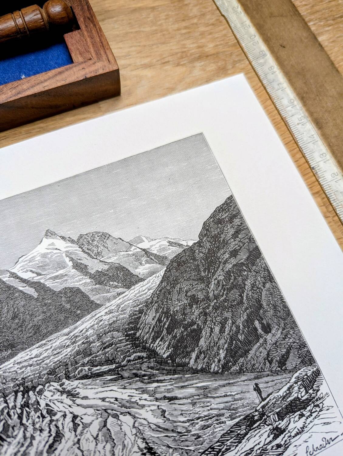 Pasterze and Grossglockner, Austria, printed illustration from 1878.
