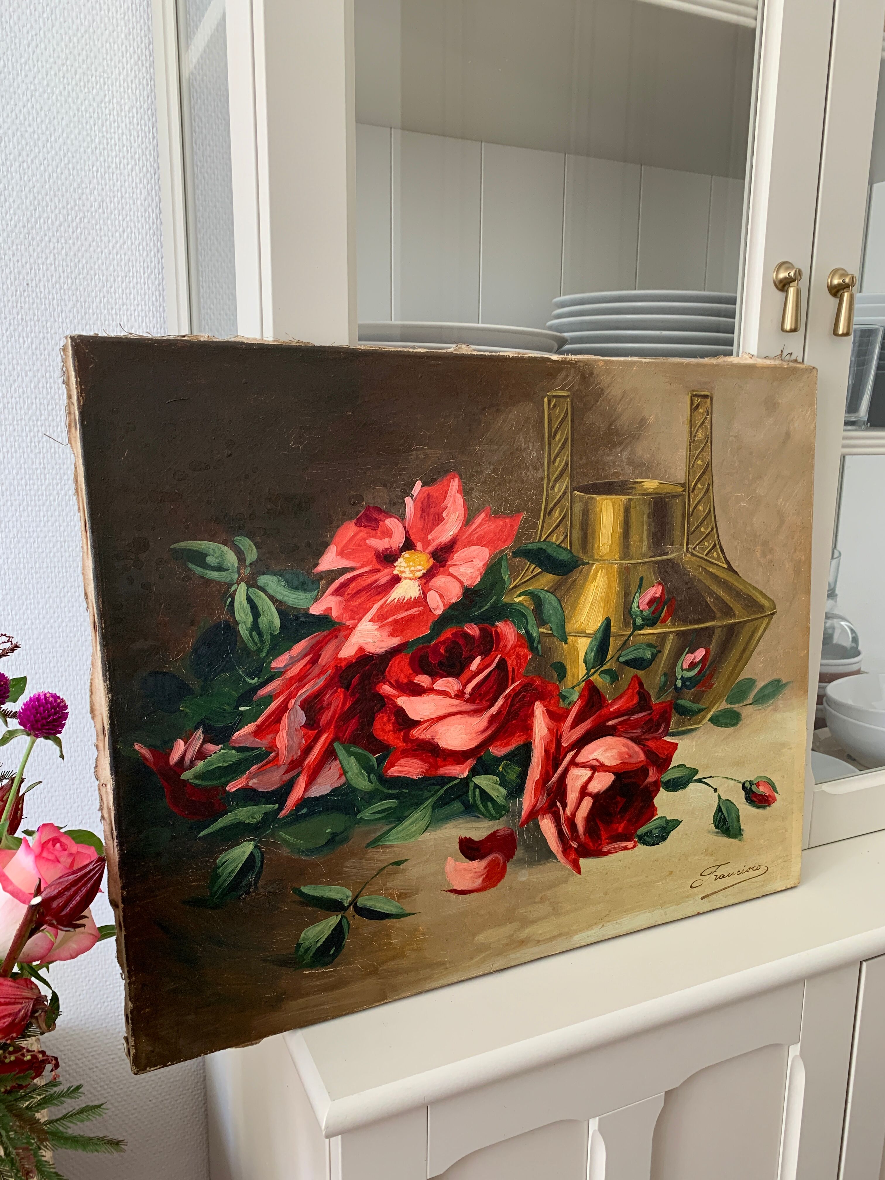 Ancienne peinture de roses