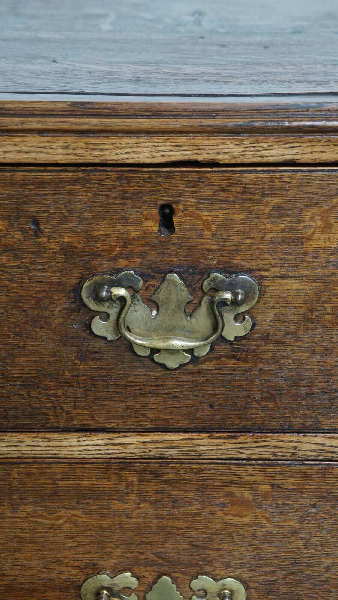 Antique Early 19th-Century English Oak Chest of Drawers/Commode